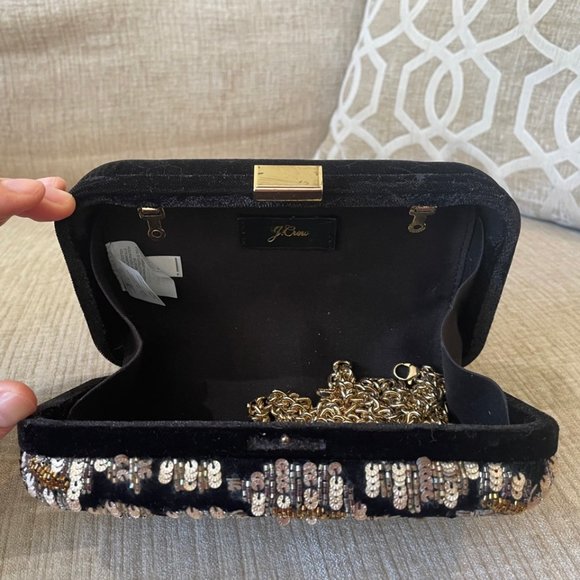 J. Crew small black velvet and gold, silver, copper sequin cross body clutch - Picture 4 of 6